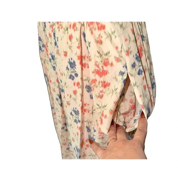 NEW Rebecca Taylor Long Emma Dress Size 8 Floral Maxi Cream Blush Blue Pockets - Picture 11 of 12